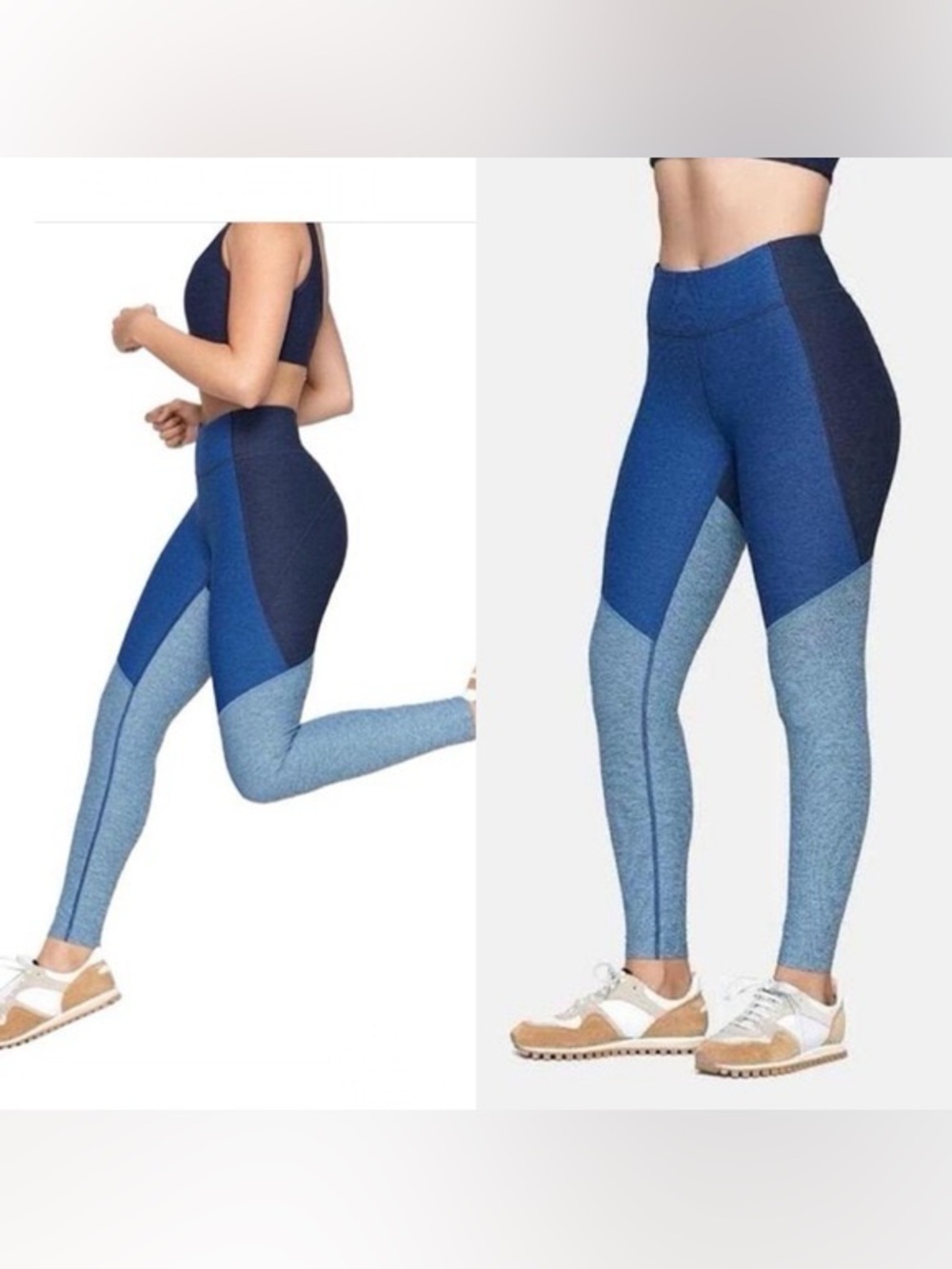 Outdoor Voices Women's Blue 3-Way Colorblock High-Waist 7/8 Leggings